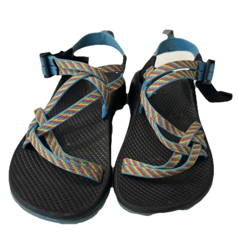 Chaco ZX/2 Yampa Fiesta Rainbow Sandals Girls Size 4 Dual Strap Toe Loop Hiking